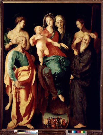 Jungfrau und Kind mit der heiligen Anna und vier Heiligen von Jacopo Pontormo
