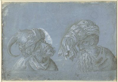 Zwei Köpfe von Männern mit Kopfbedeckungen (Köpfe von Männern mit exotischen Kopfbedeckungen) von Jacopo Ripanda (attributed to)