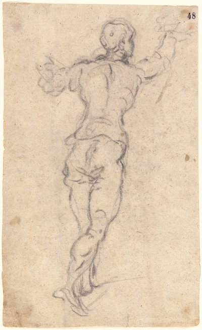 Ein schreitender Jüngling mit erhobenen Armen, von hinten gesehen, ca. 1579 von Jacopo Robusti Tintoretto