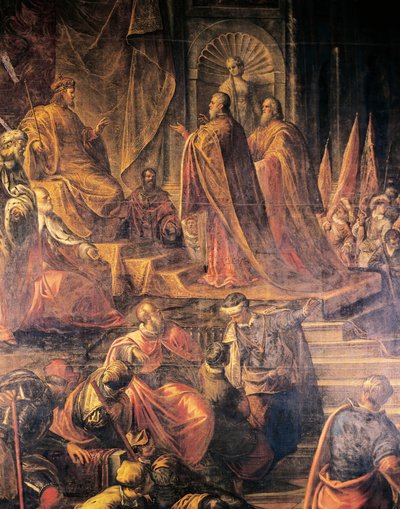 Botschafter des Papstes und Venezianer bitten Barbarossa vergeblich um Frieden von Jacopo Robusti Tintoretto