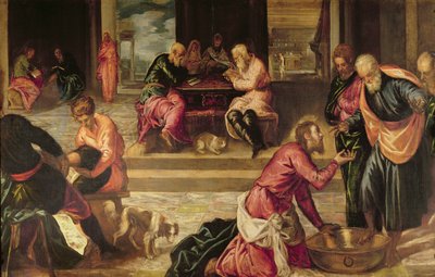 Christus wäscht die Füße der Jünger von Jacopo Robusti Tintoretto