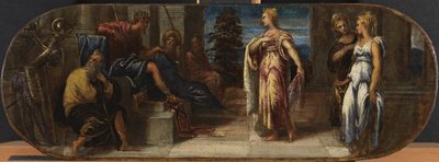 Esther und Ahasverus oder Salomo und die Königin von Saba, 1545 von Jacopo Robusti Tintoretto