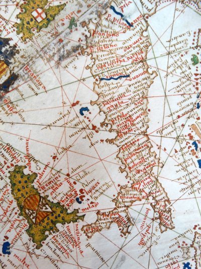 Italien und Sizilien von einer Renaissance-Karte von Europa, nach Jacopo Russo, 1528 von Jacopo Russo