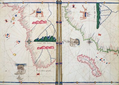 Ms Ital 550.0.3.15 fol.4v-5r Karte von Afrika und dem Kap der Guten Hoffnung, aus den 