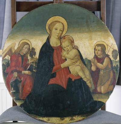 Madonna und Kind mit Erzengel Raphael und Heiligem Johannes von Jacopo del Sellaio