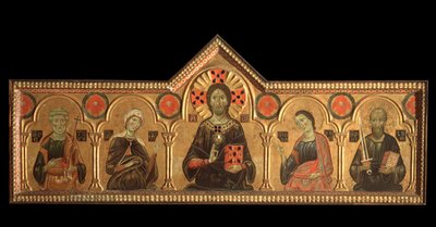 Polyptychon mit Erlöser und Heiligen: der Erlöser (Jesus mit der Jungfrau, St. Peter, St. Johannes der Evangelist und St. Paulus) von Jacopo di Meliore