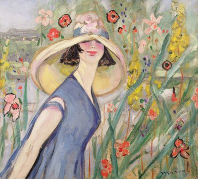 Frau mit rundem Hut von Jacqueline Marval