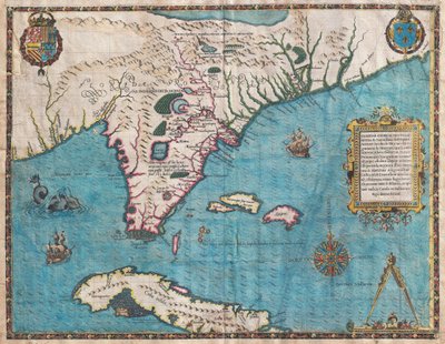 Karte von Florida und Kuba von Jacques Le Moyne von Jacques  Le Moyne
