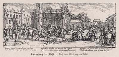 Zerstörung eines Klosters während des Dreißigjährigen Krieges von Jacques (after) Callot