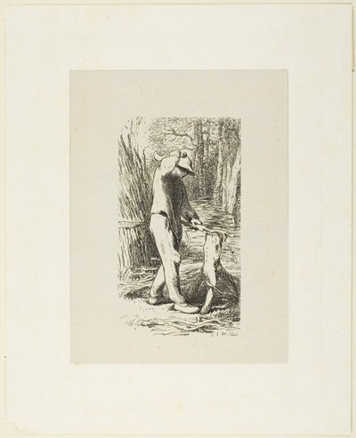 Mann macht Reisigbündel von Jacques Adrien Lavieille