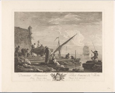 Figuren an einem Flussufer im Levant von Jacques Aliamet