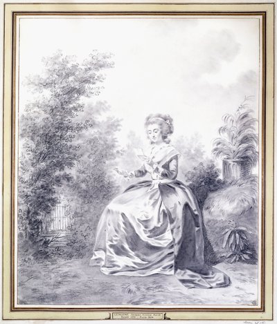 Porträt von Elisabeth Louise Vigee-Lebrun, die im Garten einen Brief liest von Jacques Antoine Marie Lemoine