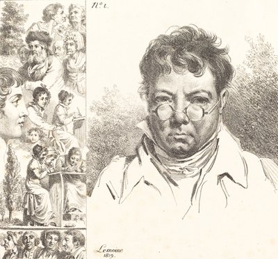 Selbstporträt und andere Köpfe, 1819 von Jacques Antoine Marie Lemoine