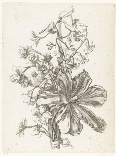 Blumenstrauß mit einer Tulpe, einer Hyazinthe, Brodiaea und Narzissen von Jacques Bailly (I)