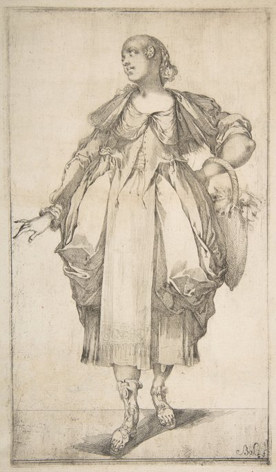 Gärtnerin mit einem Korb am Arm, aus der Hortulanae-Serie, 1612-16 von Jacques Bellange