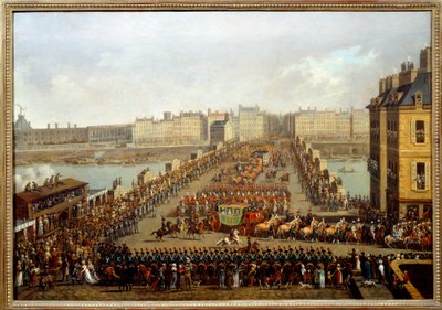 Überquerung der neuen Brücke durch den kaiserlichen Zug für die Zeremonie der Krönung Napoleons I. am 2. Dezember von Jacques Bertaux