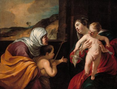 Jungfrau und Kind mit der heiligen Elisabeth und dem heiligen Johannes dem Täufer als Kind, 1628-29 von Jacques Blanchard