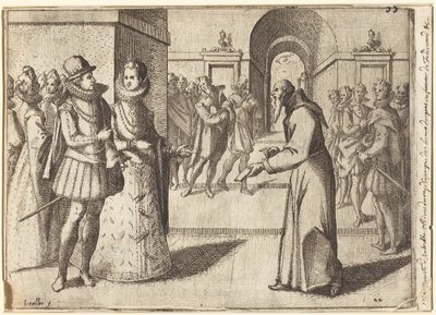 Ein Kapuziner überbringt den Dank des Königs von Bayern [Vorderseite] von Jacques Callot