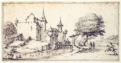 Ein Schloss mit Zugbrücke von Jacques Callot