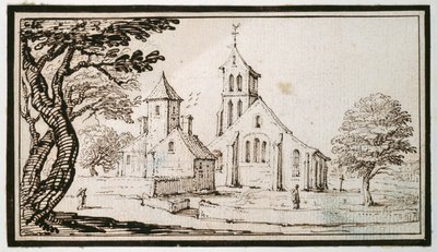 Eine Kirche in Lothringen und ein benachbartes Gebäude von Jacques Callot