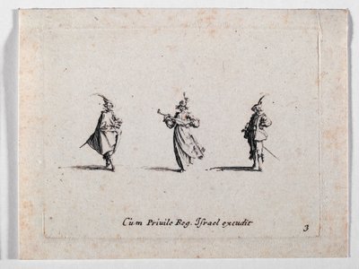 Eine Dame macht Musik und zwei Kavaliere, aus von Jacques Callot