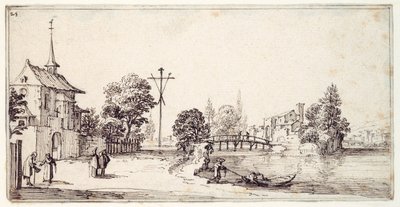 Eine Straße entlang des Flussufers von Jacques Callot