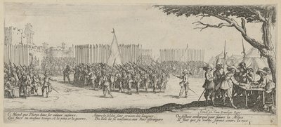 Anheuerung der Truppen, Blatt 2 der Folge „Grauen des Krieges“ von Jacques Callot