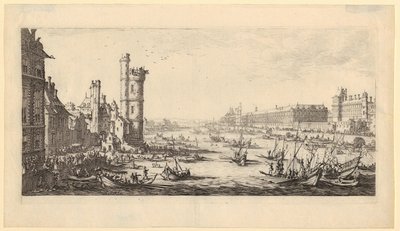 Ansicht des Louvres, Blatt 1 der Folge "Die zwei großen Paris-Ansichten" von Jacques Callot
