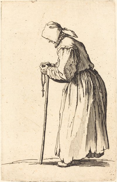 Bettlerin mit Rosenkranz von Jacques Callot
