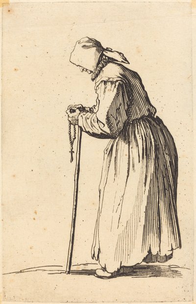 Bettlerin mit Rosenkranz von Jacques Callot