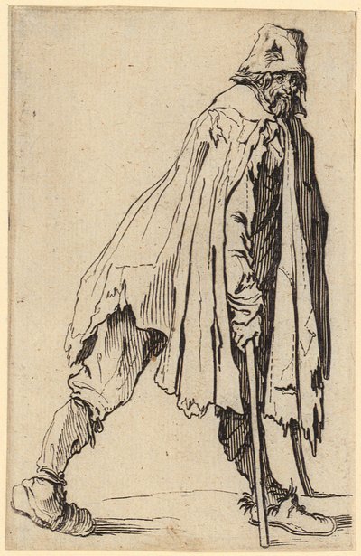 Bettler mit Krücken und Hut, Blatt 4 der Folge „Die Bettler“ von Jacques Callot