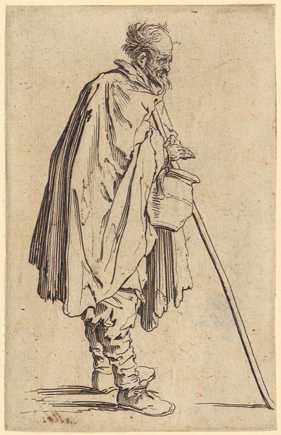 Bettler mit dem Krug, Blatt 6 der Folge "Die Bettler" von Jacques Callot