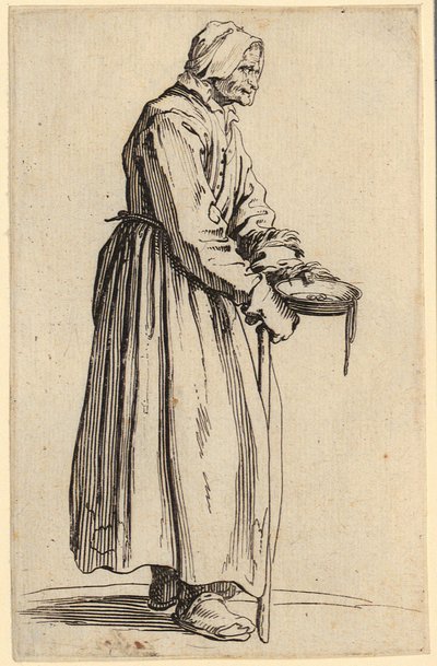Bettlerin mit Teller, Blatt 20 der Folge „Die Bettler“ von Jacques Callot
