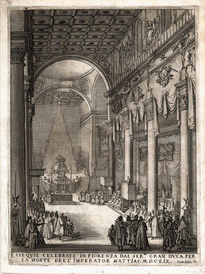 Katafalk in Florenz für Kaiser Matthias von Jacques Callot