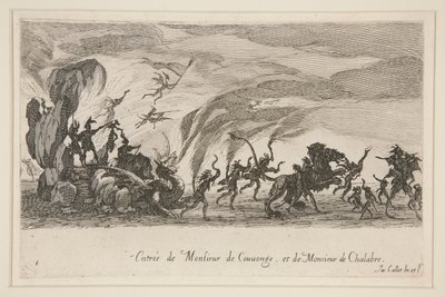 Kampf an der Barriere, Eintritt von Monsieur de Couvonge und Monsieur de Chalabre von Jacques Callot