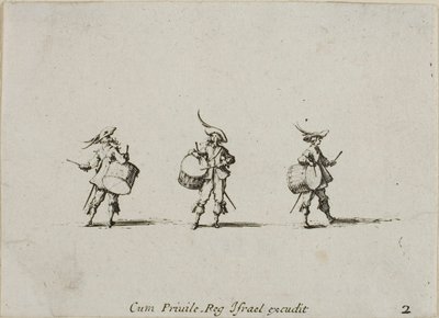Übung mit Trommeln, Platte zwei aus Die Militärübungen von Jacques Callot