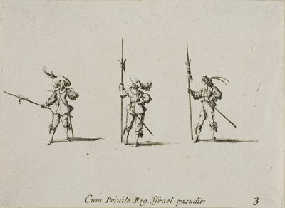 Übung mit Hellebarden, Platte drei aus Die militärischen Übungen von Jacques Callot