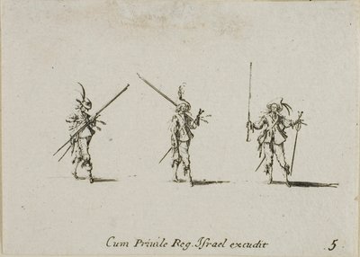 Übung mit geneigten Piken, Platte fünf aus den Militärübungen von Jacques Callot