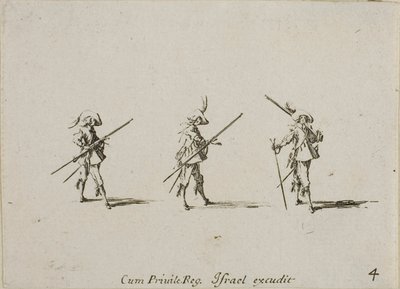 Übung mit dem Musket, Tafel vier aus Die Militärübungen von Jacques Callot
