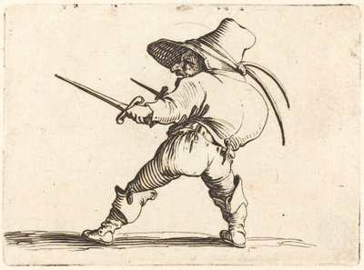 Duellant mit Schwert und Dolch von Jacques Callot