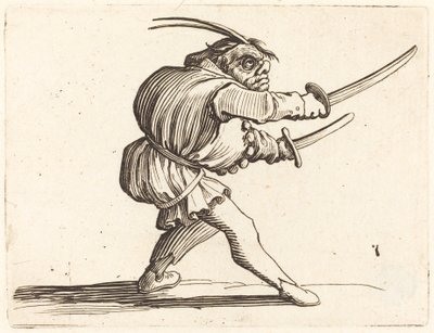 Duellant mit zwei Säbeln von Jacques Callot