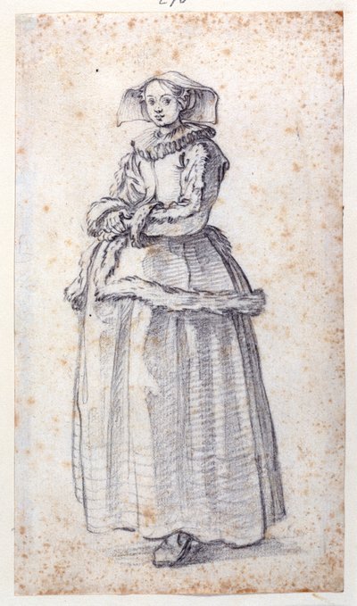 Figur mit Pelzbesetztem Kleid von Jacques Callot