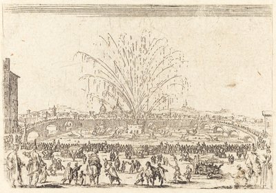 Feuerwerk am Arno, Florenz von Jacques Callot