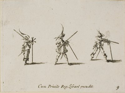 Musketenschießen, Platte neun aus Die militärischen Übungen von Jacques Callot