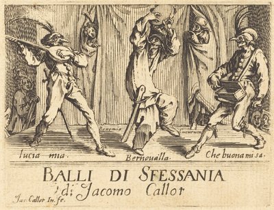 Frontispiz für Balli di Sfessania, ca. 1622 von Jacques Callot