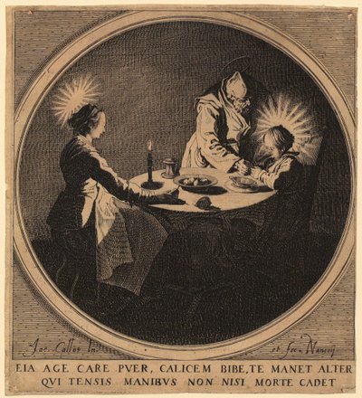 Heilige Familie am Tisch von Jacques Callot