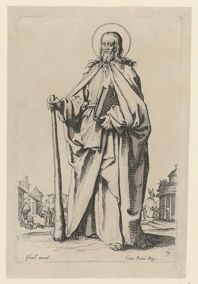 Heiliger Jakobus der Jüngere, Blatt 9 der Folge "Jesus, die zwölf Apostel und Maria" von Jacques Callot