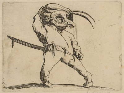 Der maskierte Mann mit krummen Beinen, aus Varie Figure von Jacques Callot