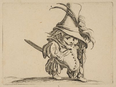 Der Mann mit einem hängenden Bauch und einem sehr hohen Hut, 1616-22 von Jacques Callot