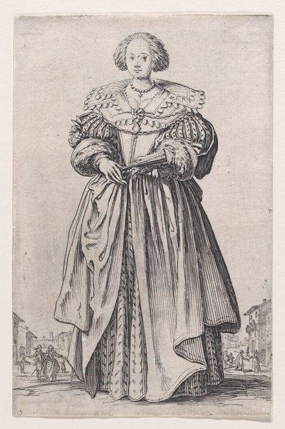 Die Dame mit dem Fächer, aus „Der Adel“ von Jacques Callot